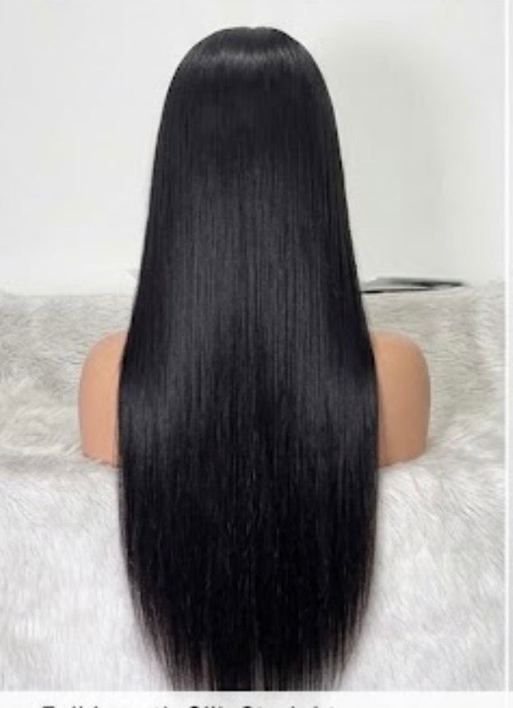 20" Straight Lace Half Wig | 100% Human Hair Glueless Lace Closure Half Wig with Combs, Natural Black Beginner-Friendly Protective Style