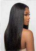 20" Straight Lace Half Wig | 100% Human Hair Glueless Lace Closure Half Wig with Combs, Natural Black Beginner-Friendly Protective Style