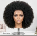 Glueless Afro Kinky Coily Lace Front Human Hair Wig 100% Virgin Hair Natural Black Full Volume Blowout Wig For black Women